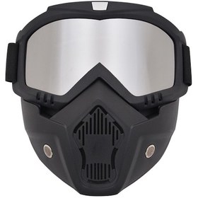 Resim Butu Motosiklet Gözlüğü Maskesi Çıkarılabilir Rüzgar Geçirmez - Gümüş 