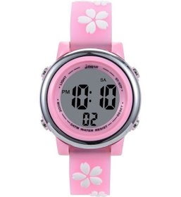 Resim Sones Jnew A380-86576 Öğrenci Karikatür Flamingo Su Geçirmez Işıklı Çok İşlevli Led Elektronik Saat Pembe 