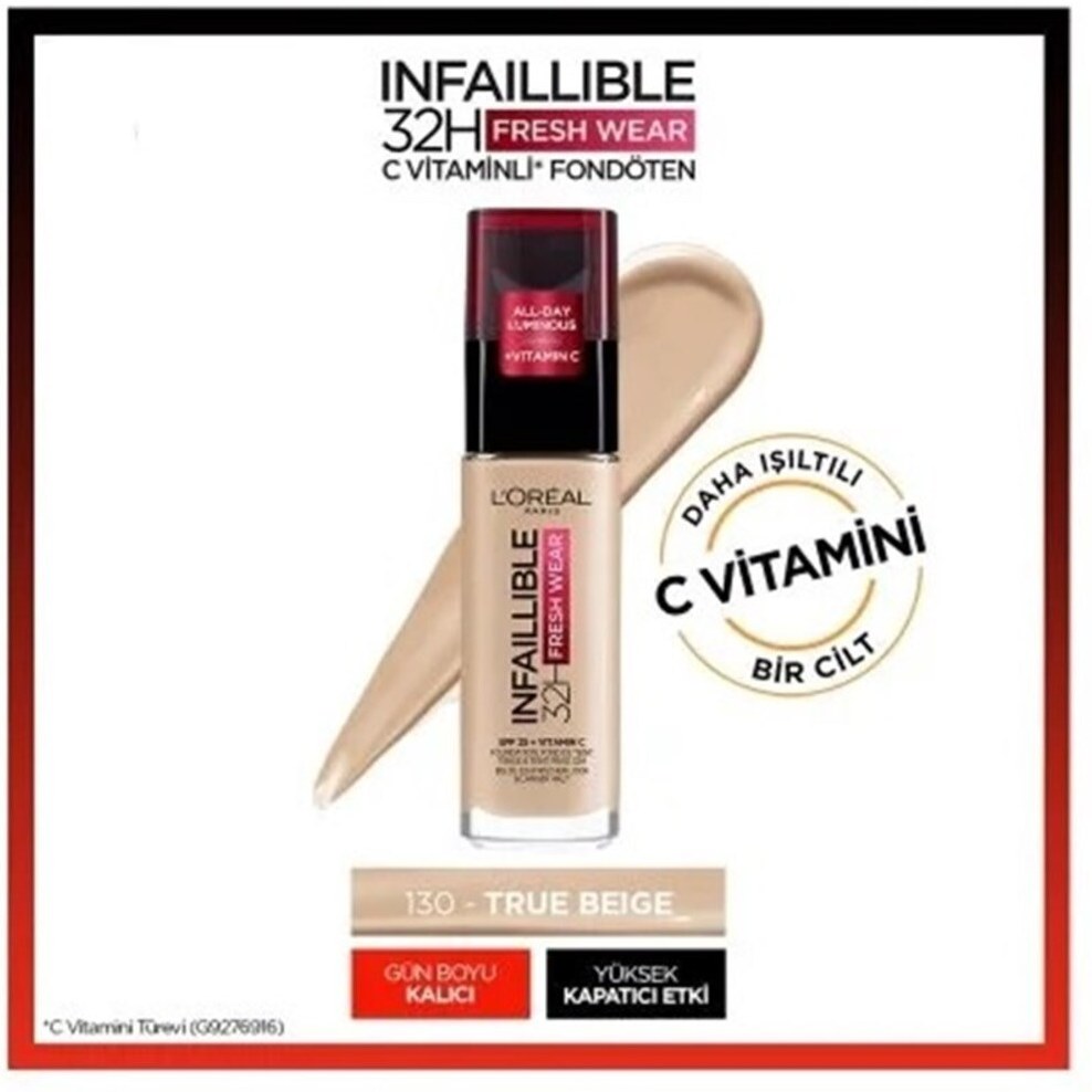 Kryon Infaillible 32H Fresh Wear C Vitaminli Fondöten - 130 True Beige Fiyatı ve Özelliklerı - Badem
