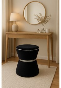 Resim Fine Black-silver Puf Siyah 