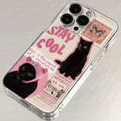 Resim Şeffaf TPU yaratıcı pembe gazete siyah kedi tasarımı, iPhone serisi için uygun 