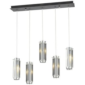 Resim Natali 5Li Sirali Krom Sarkit Salon- Yemek Masasi Avize 