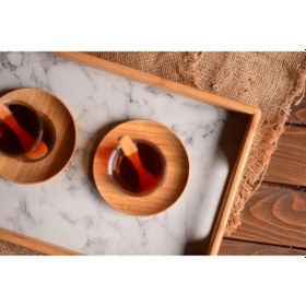 Resim 9101 Marmol S Boy Bambu Tepsi Ahşap - Beyaz 