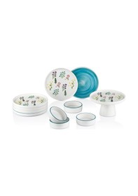 Resim Art Botanical 11 Parça Ayaklı Handmade Premium Kahvaltı Takımı - 6 Kişilik Kahvaltı Takımı Setiü Çok Renkli 