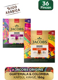 Resim Jacobs Origins Guatemala + Origins Colombia Nespresso Uyumlu Alüminyum Kapsül Kahve 36 Kapsül 