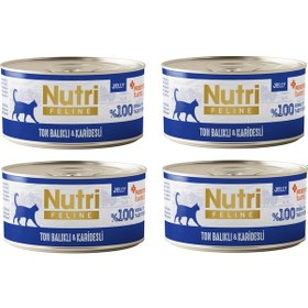 Resim Nutri Feline Ton Balıklı Ve Karidesli Jöleli Tahılsız Yetişkin Kedi Konservesi 70 G X 4 Adet 