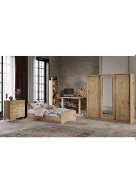 Resim Samira Modern Genç Odası Takımı Meşe - 5 Parçalı Ve Tamamı 1. Kal 
