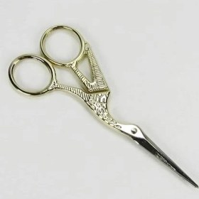 Resim Pearl Shop Vitrini Leylek Şeklinde Gold (Altın) Renk Söz ve Nişan Makası 