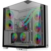 Resim Powerboost PB-A100W Eclıpse 8*argb Fan Trıple Temperli Cam Type-C Midtower Ahşap Seavıew Atx Beyaz Oyuncu Kasası 