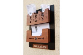 Resim Apartman Ortak Fatura & Posta Kutusu Ahşap - Siyah Ceviz 