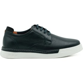 Resim Tuna Hakiki Deri Lacivert Casual Spor Erkek Ayakkabı - Eva Taban 253250 