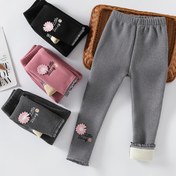 Resim Kızlar için Kışlık Polar Astarlı Pantolon, Nakışlı Çocuk Dış Giyim Sıcak Tulumları, Orta ve Büyük Bedenler için Günlük Tek Parça Polar Taytlar 