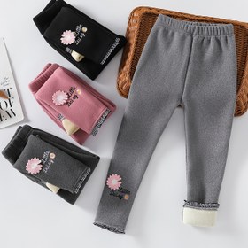 Resim Kızlar için Kışlık Polar Astarlı Pantolon, Nakışlı Çocuk Dış Giyim Sıcak Tulumları, Orta ve Büyük Bedenler için Günlük Tek Parça Polar Taytlar 