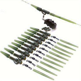 Resim 40 parça/set Avrupa Balıkçılık Seti Balıkçılık Ekipmanları Aksesuarları Sazan Kurşun Klipsi Hızlı Değiştirme Snap Döner Kuyruk Anti Karışma Kılıfları Kaymaz Hortum Paketi 