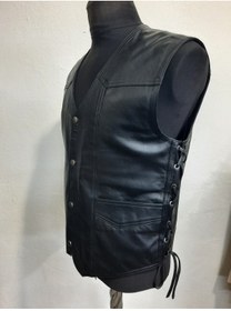 Resim ArdaStilDeri Hakiki Deri Motorcu Chopper Yelek 