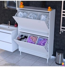 Resim Modilayn İlkim Modern Çamaşır Ünitesi, 90x138x32,5 Cm Gizli 6 Göz Akıllı Sepetli Dolap Beyaz 