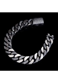Resim Vog Okside Gurmet Model Zirconia Taşlı Monaco Kilit 925 Gümüş Bileklik 