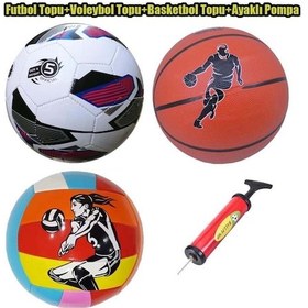 Resim Liggo Çocuk Futbol Voleybol Basketbol Topu Seti + Pompa 
