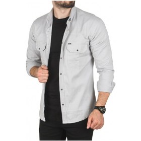 Resim Deep Sea Deepsea Erkek Açık Gri Büyük Beden Seçenekli Likralı Gabardin Spor Gömlek Dar Kalıp Çıt Çıt Kapamalı 2500423 