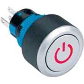 Resim 22mm Yaylı Power Logolu 1no/1nc 5p Led Voltajı 10v 24v Ve 220v Kırmızı 