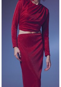Resim Sateen Parlak Kalem Etek - Kırmızı-135652 Kırmızı 
