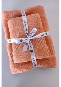 Resim %100 Pamuk Banyo Havlu Seti-long Twist İplik-yüksek Su Emici Ve Yumuşak Seftalı Şeftali 