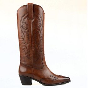 Resim FootCourt Kadın Kovboy Çizme Kahverengi Deri (PARMA) 