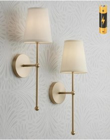 Resim Modern Tasarım 1 Adet Duvar Ledli Pilli Aplik Tak Çalıştır Eskitme Gold Krem Abajur Gün Işığı Pilli Eskitme 