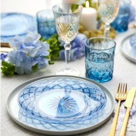 Resim Lyngby Glas Sorrento Cam Tabak 4 Adet Çap:21 cm Mavi 