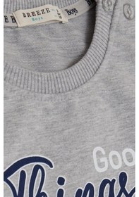 Resim Breeze Girls & Boys Erkek Çocuk Sweatshirt Yazı Baskılı 2-6 Yaş, Açık Gri Melanj-açık Gri Melanj Açık Gri Melanj 
