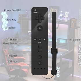Resim GBKDQQ 2 x Wii uzaktan kumanda: Wii Controller oyun denetleyicisi kablosuz uzaktan hareket sensörü, Wii ve Wii konsolu için yedek Gamepad Controller, silikon kılıf ve el kayışı ile (siyah) 