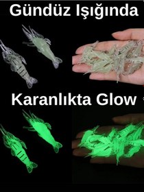 Resim Eagenset Fosforlu Glow Silikon Mini Karides Yapay Yem 4 cm 5 Adet 