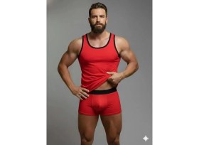 Resim TeknoKapsül Erkek Kırmızı Tank Top Boxer Takımı 
