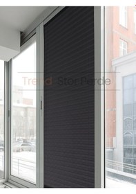 Resim Antrasit Plise Katlanır Cam Balkon Perdesi - Ofis Perdesi - Salon Perdesi - 048 Antrasit 