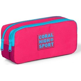 Resim Coral High Sport Pembe-Kırmızı-Mavi Kalem Çantası - İki Gözlü 