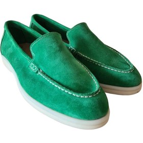 Resim aayak&kabımofficial Hakiki Deri Yeşil Günlük Kadın Ayakkabı Loafer Makosen 
