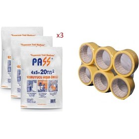 Resim 3 Adet Koruyucu Hışır Örtü Ve 6 Adet 48 Mm Kağıt Bant 