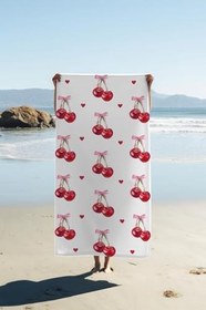 Resim Dijital Baskı Plaj Deniz Havlusu Kiraz Desenli Peştamal HVL0019 