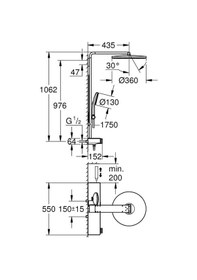Resim Grohe Rainshower Aqua Pure Duvara Monte Termostatik Bataryalı Duş Sistemi Siyah/krom - 100964kı00 Siyah 
