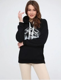 Resim Freeself Kadın Kapüşonlu Oversize Sweatshirt 158422025 Siyah 