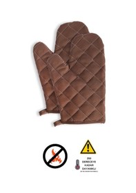 Resim Yanmaz Ve Isıya Dayanıklı Fırın Eldiveni 2 Eldiven Kahverengi 