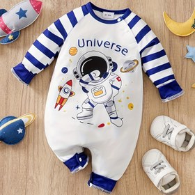 Resim Yıldızlı Çizgili Küçük Astronot" Erkek Çocuk Uzun Kollu Body, Uzay Baskılı + Enerji Çizgili Kol, Emekleme Aşamasında Giyilebilir Uzay Keşif Elbisesi, Bacak İçi Düğmeli Hızlı Bez Değiştirme İçin, 6-18 Ay Arası Bebekler için Sonbahar-Kış "Uzay Kahramanı" Temalı, Ebeveyn-Çocuk Astronot Rol Oyunu, Evrenin Cesur Kaşifi Karakterini Yansıtan, Dış Mekan Kullanımı İçin Uygun 