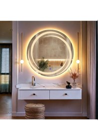 Resim Flux Günışığı Lazer Kumlamalı Lavabo & Banyo Aynası Dokunmatik Sensörlü 90 X 90 