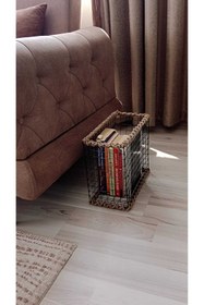 Resim Egindra Dekoratif Hasır Gazetelik / Dergilik / Kitaplık / Metal Tel Hasır Örgülü düzenleyici 