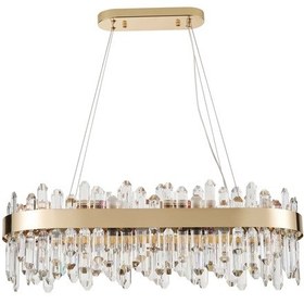 Resim Linfred Yemek Masası Üstü Sıralı Gold Kristal Taşlı Modern Salon Avize Gold 