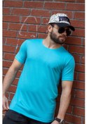 Resim Turkuaz Basic Rahat İnce Petek Kumaş Spor Erkek Tshirt 22Etshport 
