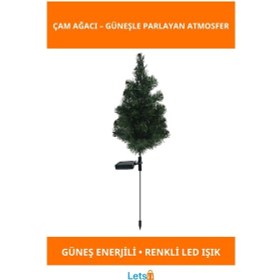 Resim Güneş Enerjili Dekoratif Çam Ağacı Led Aydınlatma Dış Mekan 