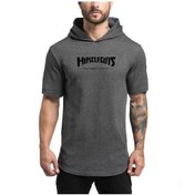 Resim Beyaz Muscleguys Yaz Erkek Fitness Vücut Geliştirme Kapşonlu Tişört Gençlik Trendi Spor Tişörtü Kapşonlu Moda Her Türlü Maça Uygun Rahat Kısa Kollu Beyaz 