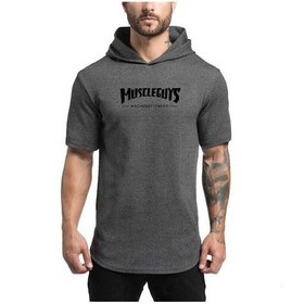 Resim Beyaz Muscleguys Yaz Erkek Fitness Vücut Geliştirme Kapşonlu Tişört Gençlik Trendi Spor Tişörtü Kapşonlu Moda Her Türlü Maça Uygun Rahat Kısa Kollu Beyaz 