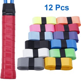 Resim 12 adet Kaymaz Ter Emici Badminton ve Tenis Raketi Tutma Bandı - Geliştirilmiş Kontrol için PU Üst Kaplamalar, Karışık Renkler (Kırmızı, Sarı, Pembe, Turuncu, Mavi, Yeşil, Siyah, Beyaz), Pickleball, Beyzbol ve Spor Ekipmanları İçin İdeal 
